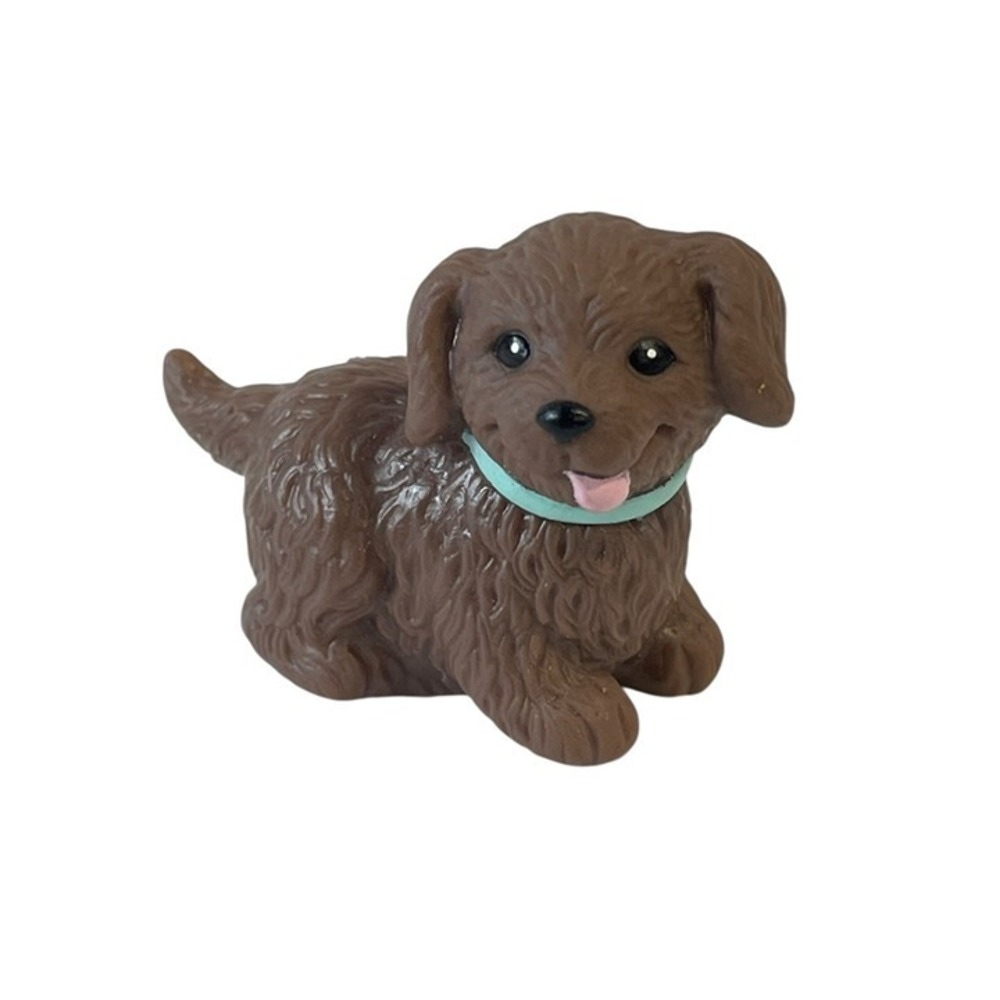 Fisher-Price Pet Puppy Dog‎ Figure Brown Teal Collar Pink Tongue '99
